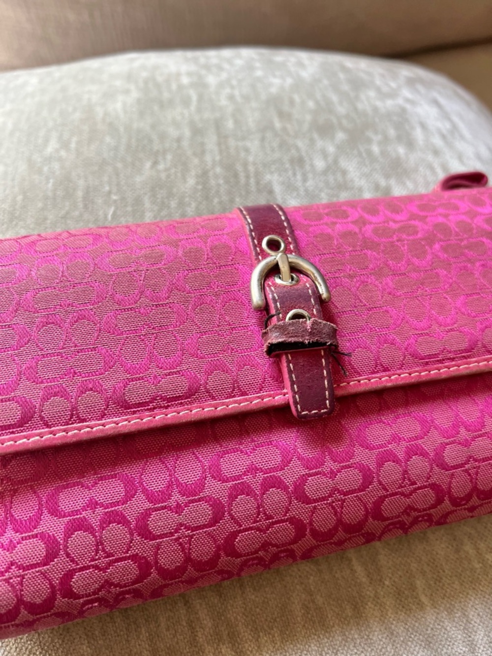 Coach Magenta Signature Monogram Wallet with Buckle Accent - Picture 3 of 5
